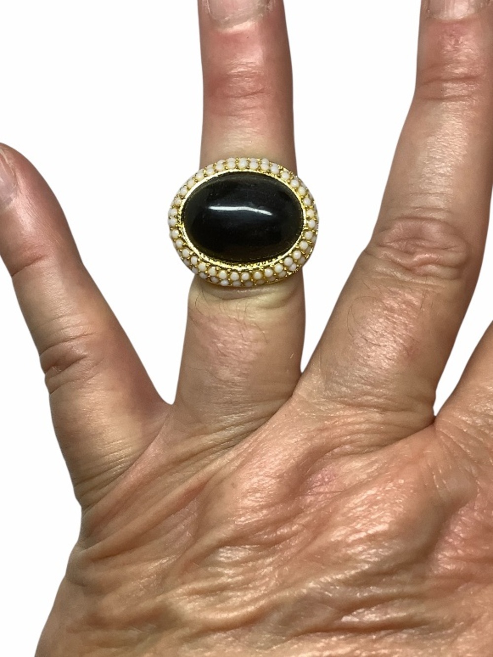 Gold Tone synthetic gemstone ring